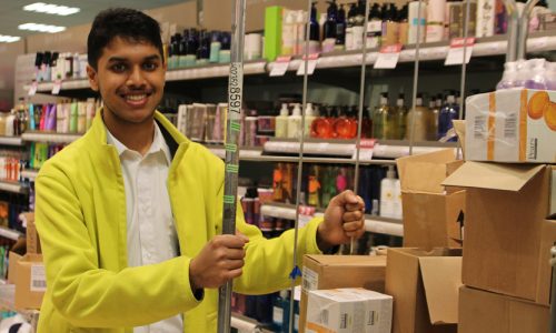 Trainee Neal at work in Waitrose
