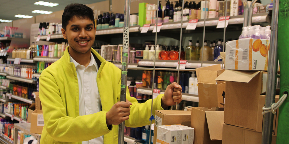 Trainee Neal at work in Waitrose