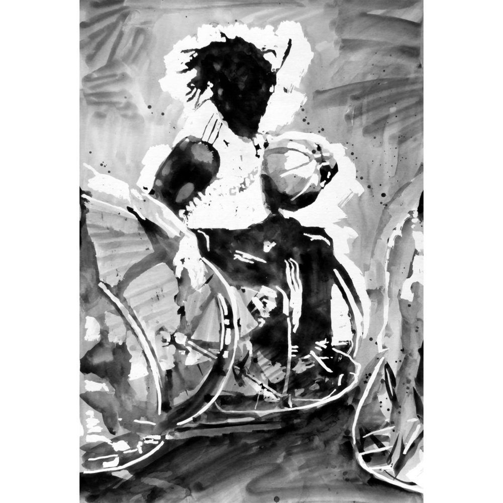 Print of Ade Adepitan, MBE (2012) by Jeremy Houghton