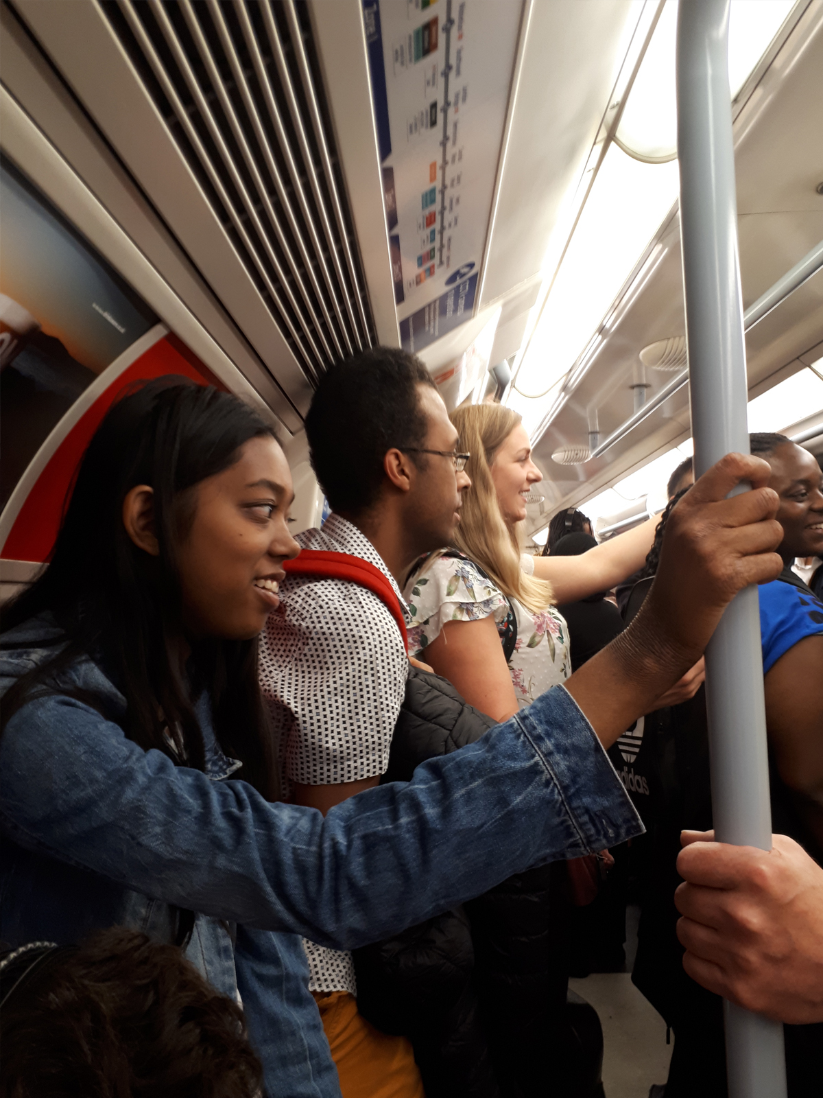 Group on a tube train