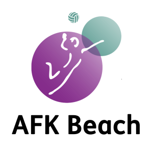 AFK Beach logo showing an abstract volleyball player with a ball.